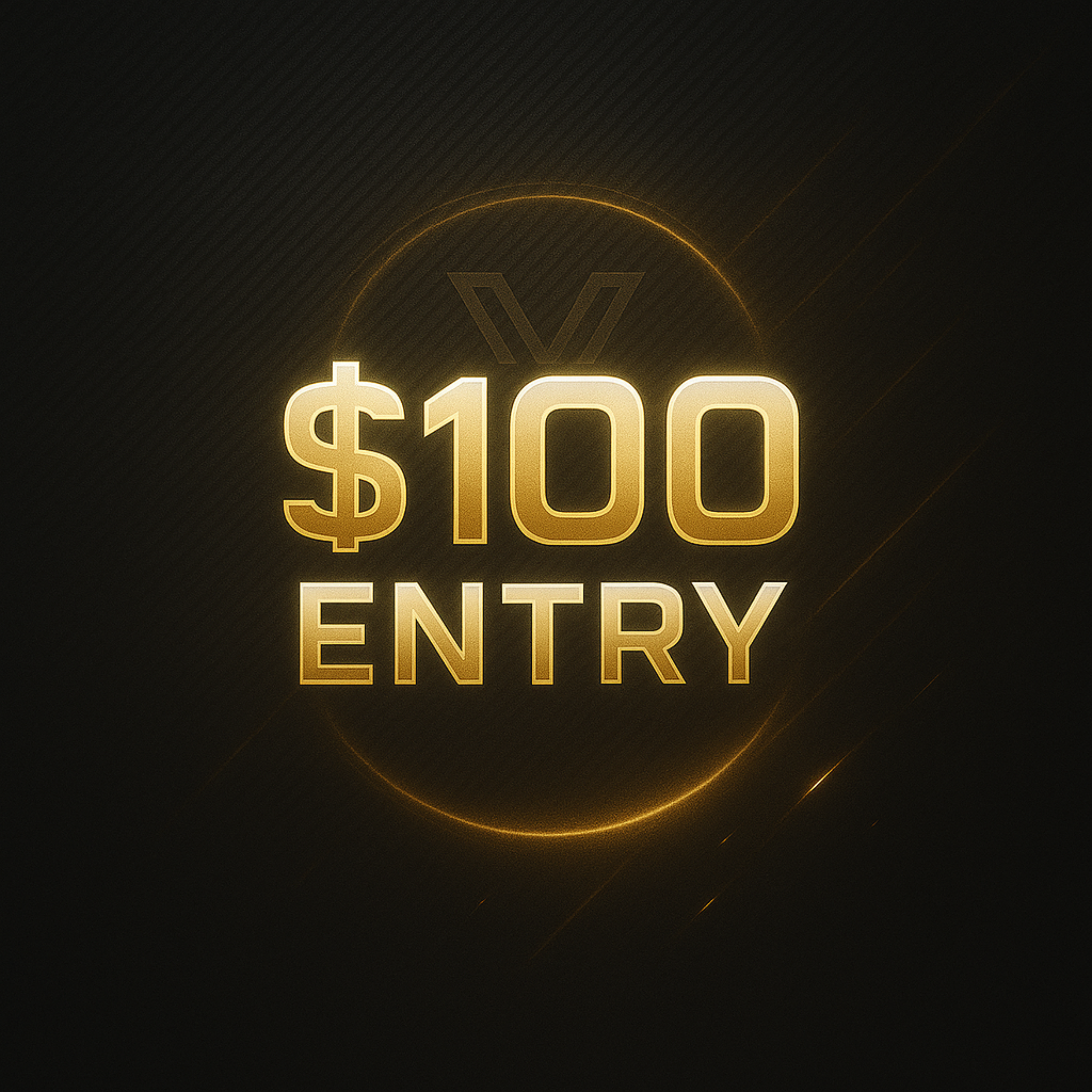 Neon sign with '$100 Entry' text on a dark background